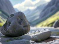 在一片静谧的山谷中，隐藏着一块被岁月遗忘的石头，它静静地躺在那里，仿佛在诉说着一个古老的故事。这就是影石，一块看似普通却又蕴含着无尽奥秘的石头